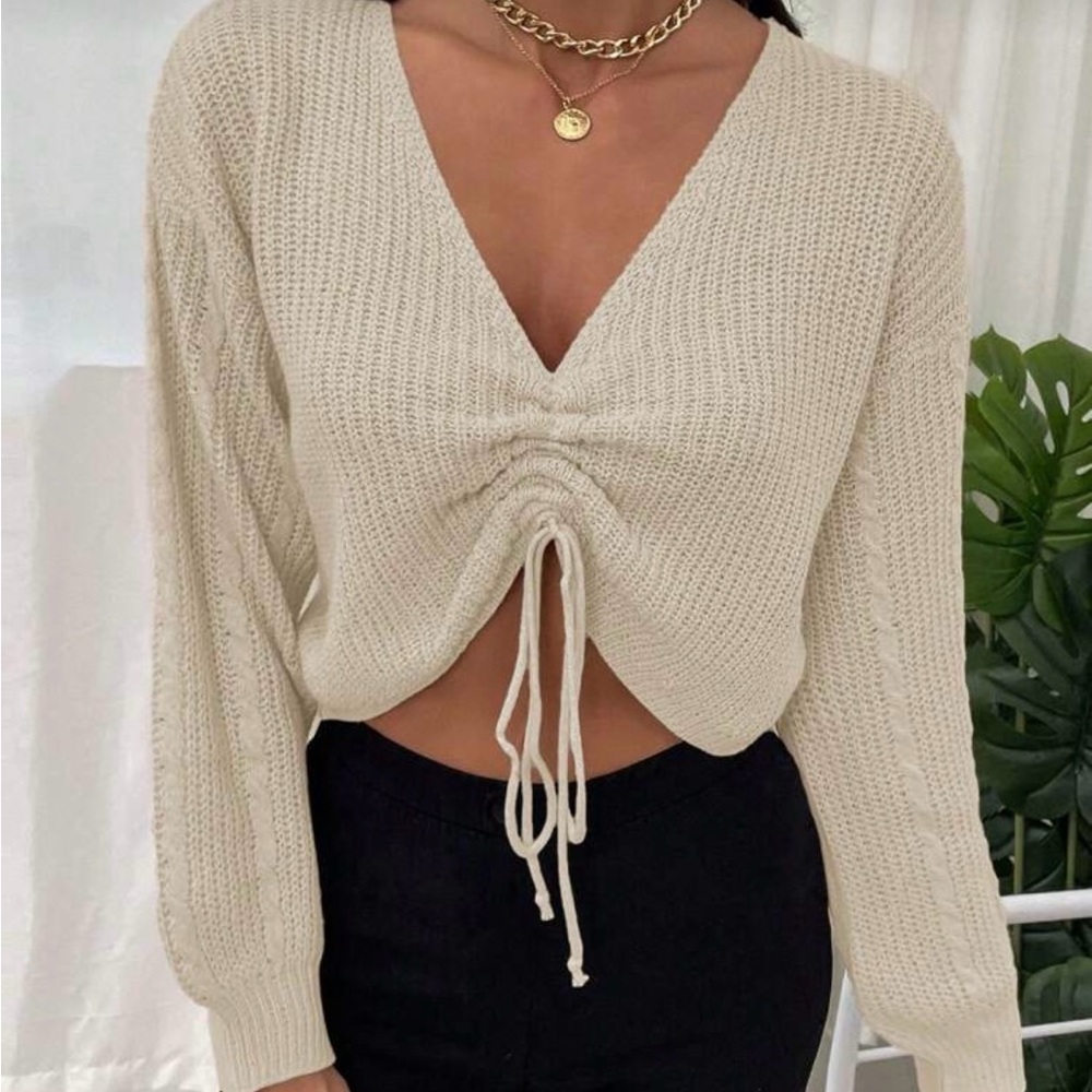 Cream Knit Cropped Sweater